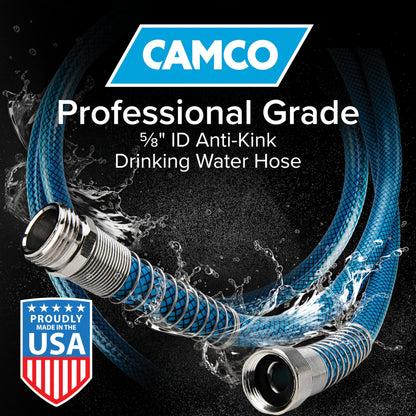 Camco TastePURE 35-Foot Premium Camper/RV Drinking Water Hose - Features a Heavy-Duty No-Kink Design with Strain Relief Ends & 5/8-Inch Inside Diameter - NSF Drinking Water Safe Certified (22843)