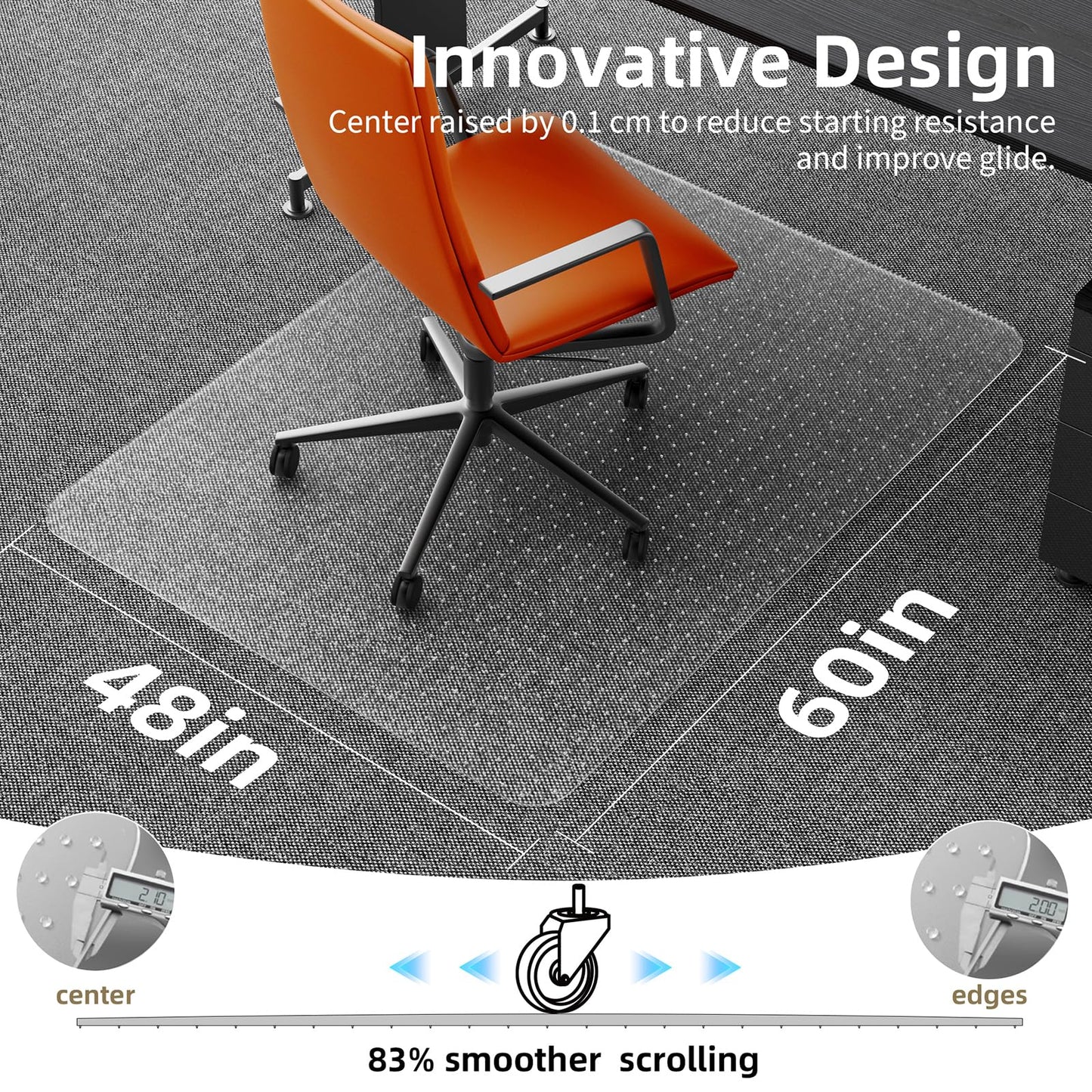 Chair Mat for Carpet Floors: 48" x 60" Computer Desk Floor Mat - PVC Plastic Rug Carpet Protector Mats for Gaming Chair Under Desk Pad for Rolling Chair