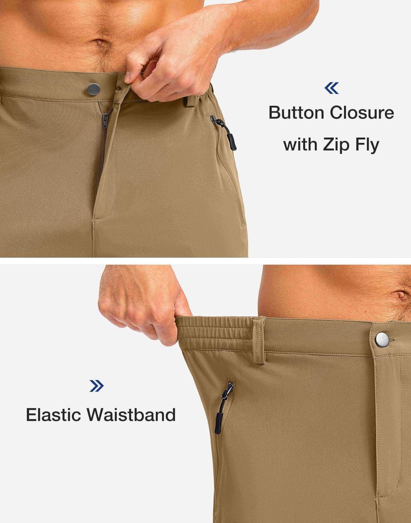 Pudolla Men's Hiking Shorts 11" Lightweight Cargo Work Shorts for Men Summer Travel Golf Casual Outdoor with 5 Pockets(Dark Khaki Medium)
