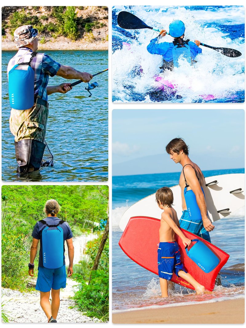 HEETA Waterproof Dry Bag for Women Men, Roll Top Lightweight Dry Storage Bag Backpack with Emergency Whistle for Travel, Kayaking, Boating, Camping, Beach, Cruise Ship Essentials (Blue, 40L)