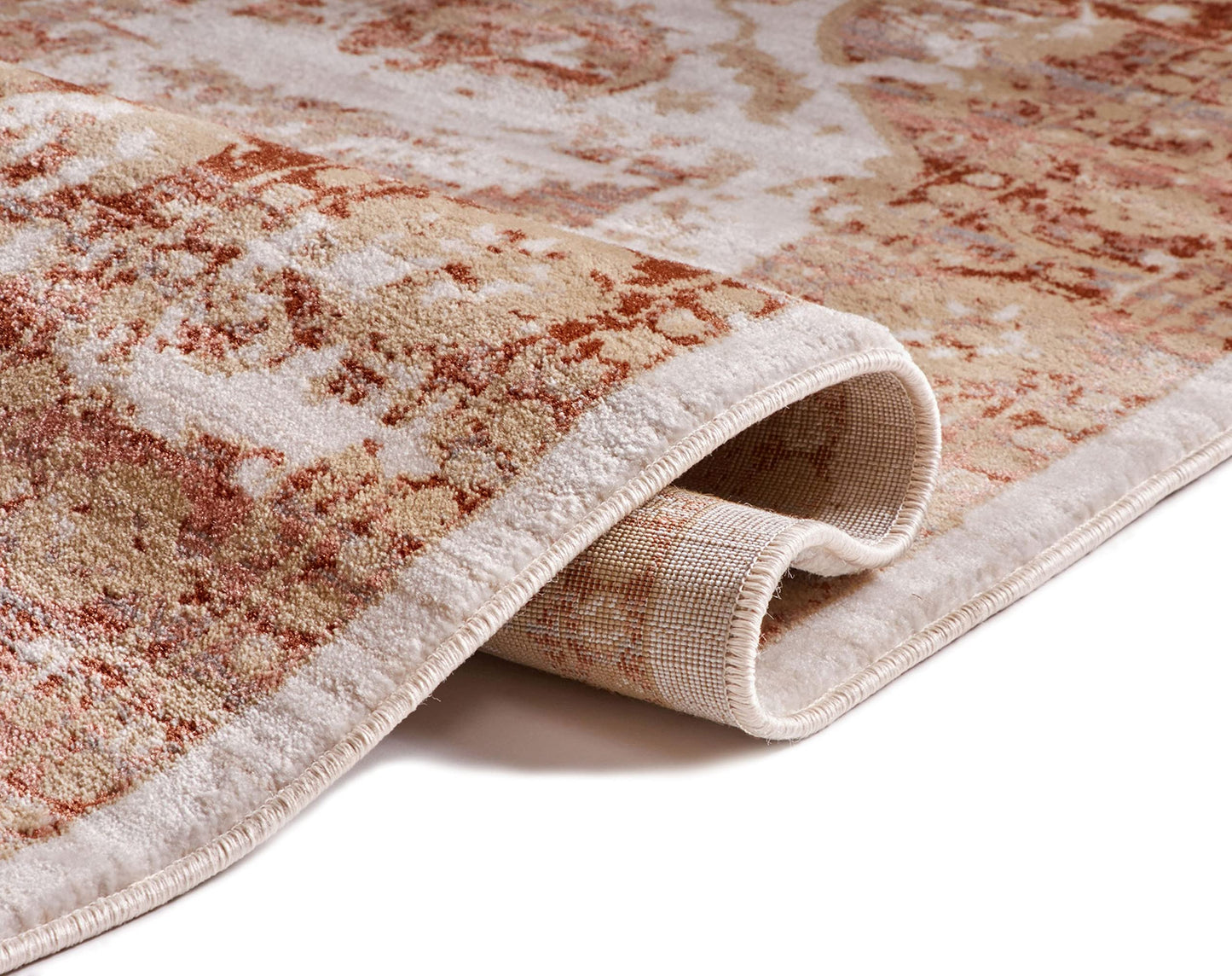 Well Woven Kensington Maxwell Copper Modern Medallion Antique Vintage Distressed Area Rug 3'11" x 5'3"