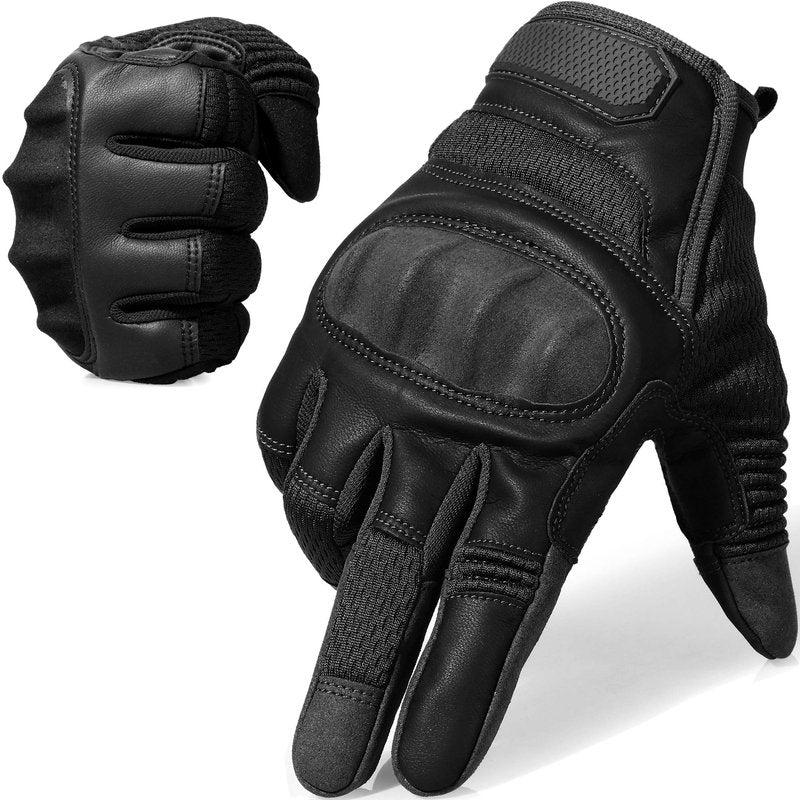 AXBXCX Touchscreen Full Finger Gloves for Men, Padded Outdoor Gloves Black Large