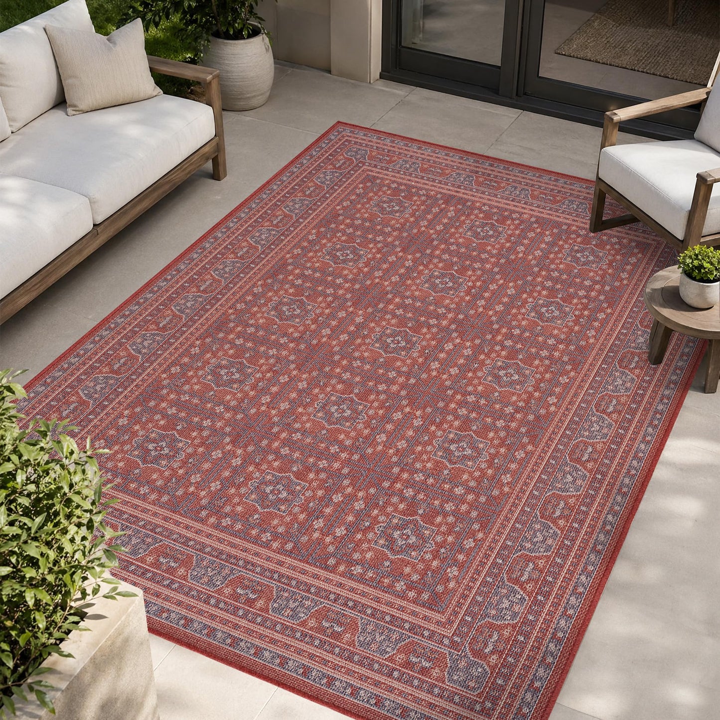 Loom&Crate 8x10 Outdoor Rug - Pet & Kid Friendly, Versatile for Patio, Deck, Backyard, Indoor & Outdoor Areas, Size: 7'7" x 10'