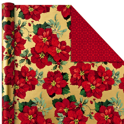 Hallmark Reversible Christmas Wrapping Paper Bundle, Traditional (Pack of 4, 150 sq. ft. ttl.)