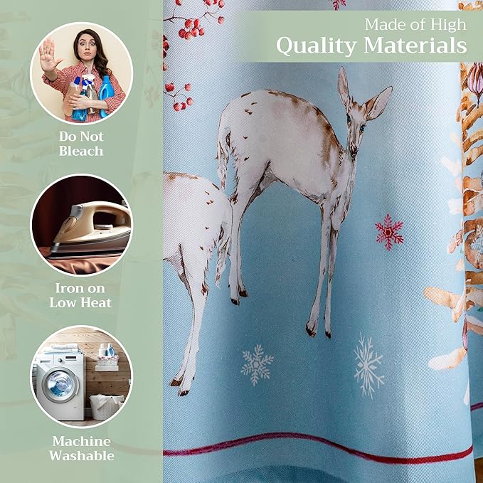 Maison d' Hermine Table Cloth Round Table 100% Cotton 69 Inches Fall Tablecloth Reusable Everyday Use for Thanksgiving Christmas Decorations Dining Farmhouse Party (Fairy Tale Forest)