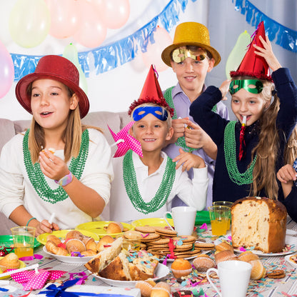 100PCS St Patricks Day Accessories, Green St. Patricks Day Beads Necklace, 33" Round Beads Irish Saint Patricks Necklaces Costume Bulk, Parade Throw Accessories for Wedding Birthday St. Patricks Decor