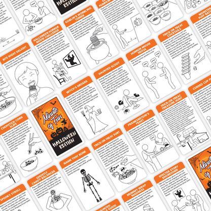 Funwares Minute of Fun Game - Minute to Win It Games for Kids, Adults, Teens, Families, Game Night, Gift for Home, Birthdays, or Travel. 2-12 Players! Halloween Edition - 100 Challenges