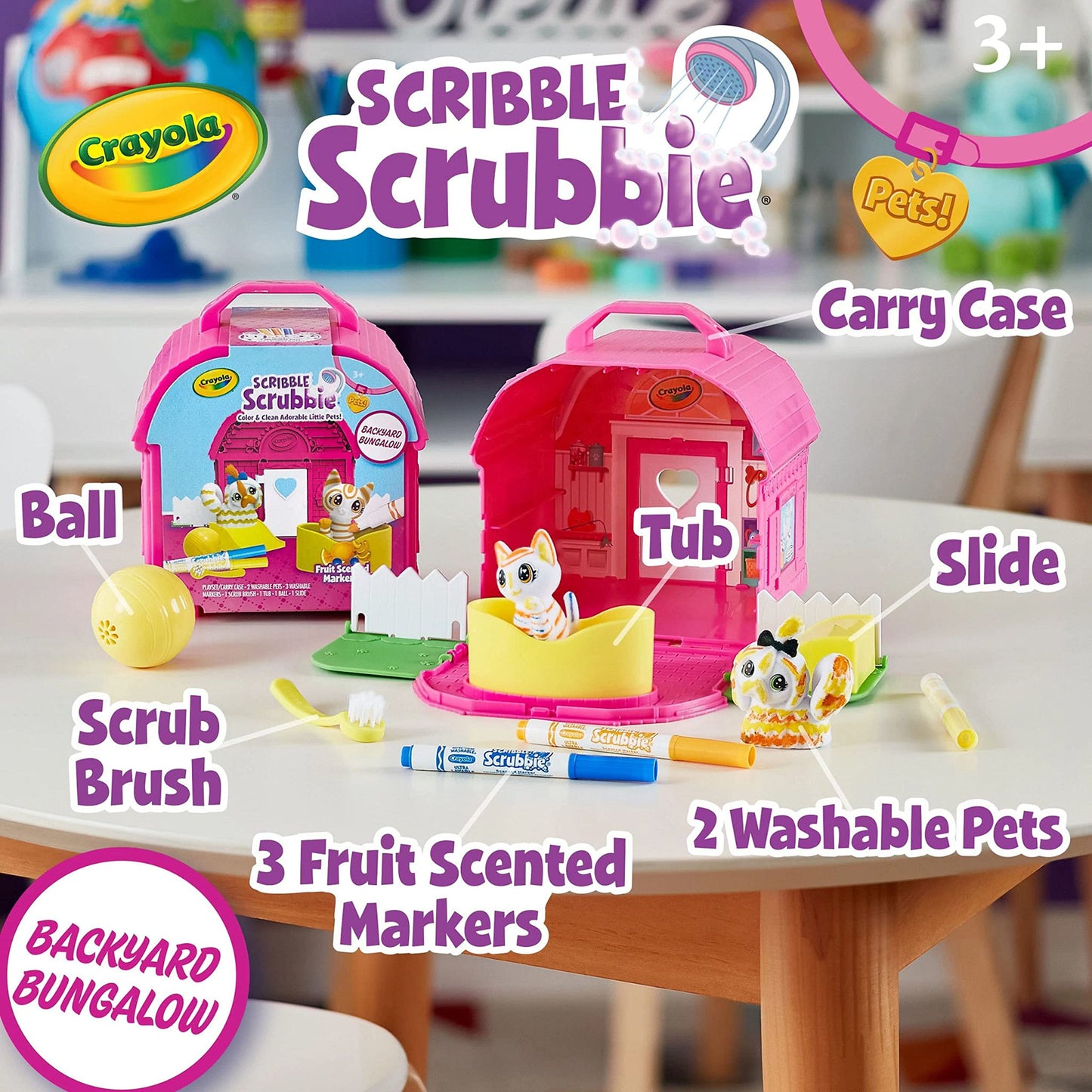 CRAYOLA Scribble Scrubbie Pets, Backyard Playset, Color & Wash Creative Toy, Gift for Kids, Age 3, 4, 5, 6, Multi
