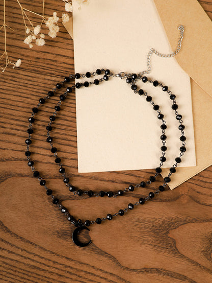 Sacina Gothic Layered Black Crescent Moon Choker, Black Moon necklace for Women, Gothic Goth Necklace, Goth Jewelry, Christmas Jewelry Gift for Women