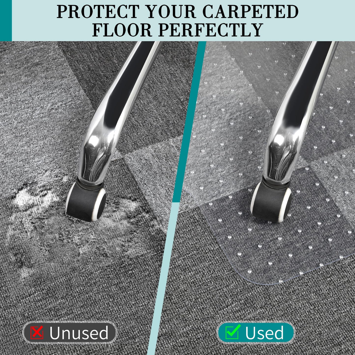 Office Chair Mat for Carpets, Clear Computer Desk Chair Mat for Low Carpeted Floors, Thick and Sturdy Carpet Protector, Easy Glide and Flat Without Curling (30" x 48" Rectangle)