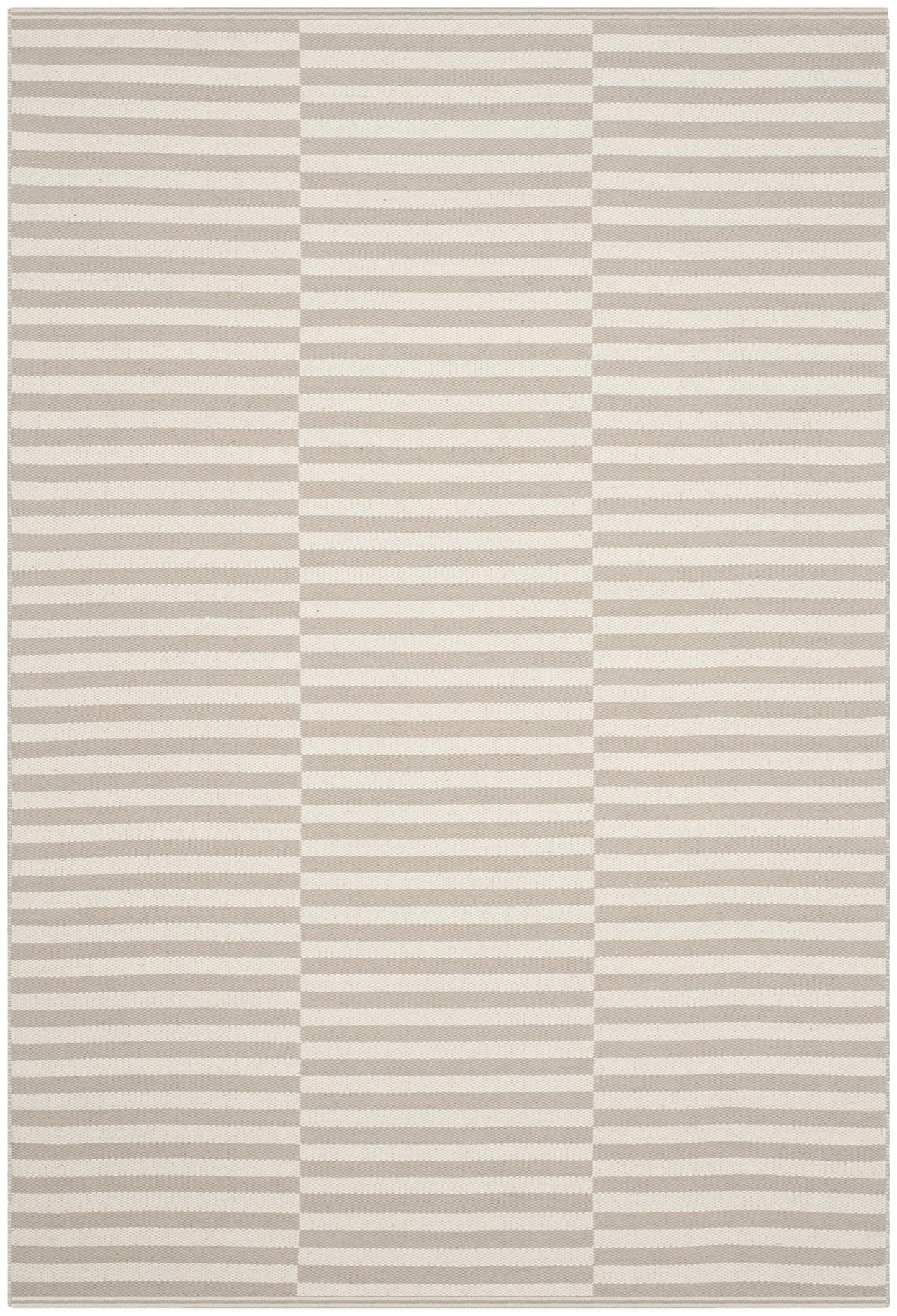 SAFAVIEH Montauk Collection Area Rug - 6' x 9', Ivory & Light Grey, Handmade Stripe Cotton, Ideal for High Traffic Areas in Living Room, Bedroom (MTK715E)