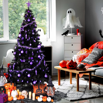Sunnyglade 6 Ft Halloween Black Premium Artificial Christmas Tree 1000 Tips Easy to Assemble with Christmas Tree Stand (6 ft)