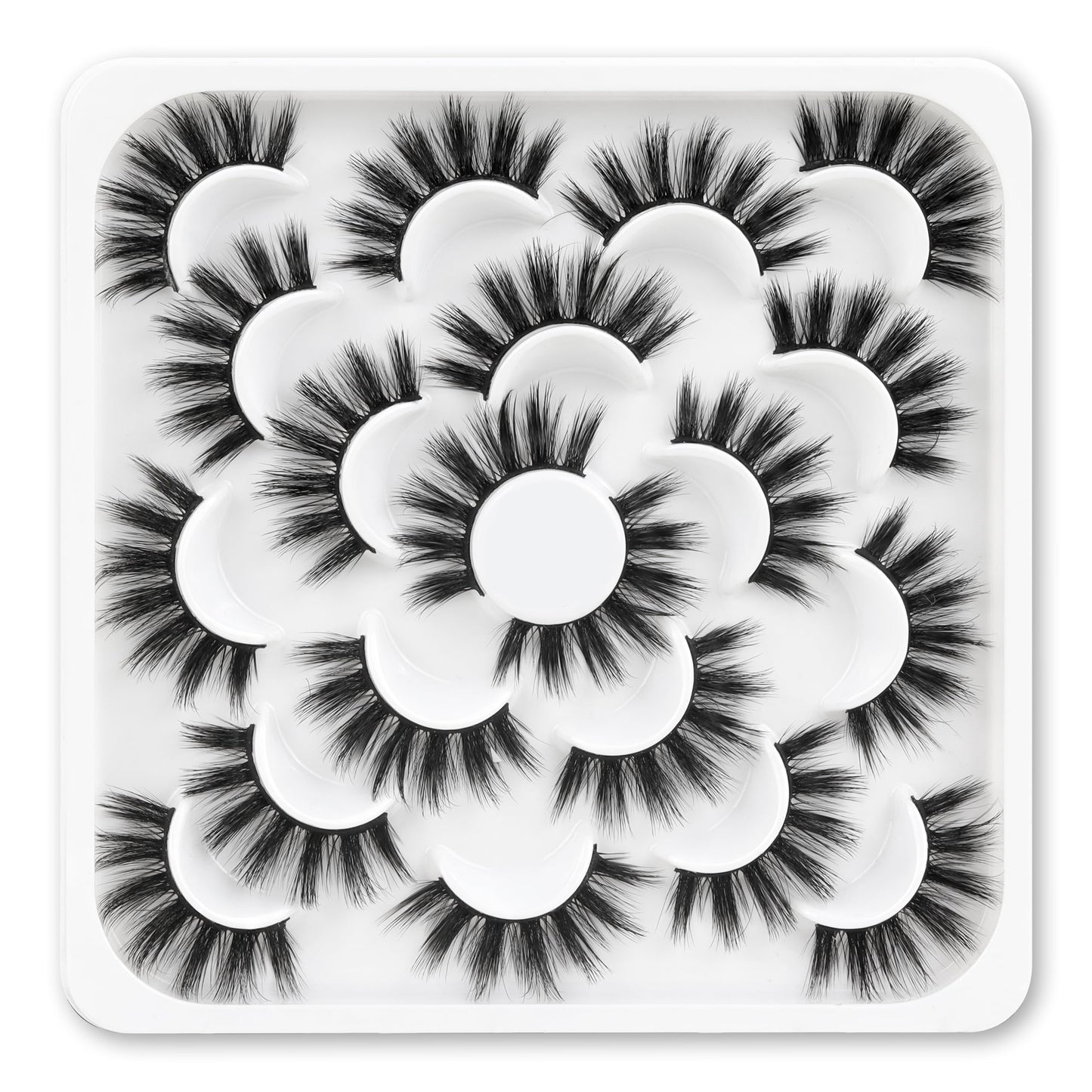 Veleasha Lashes 10 Pairs Natural Fluffy False Eyelashes Soft Wispy Lashes 3D Faux Mink Lashes Pack (V07)
