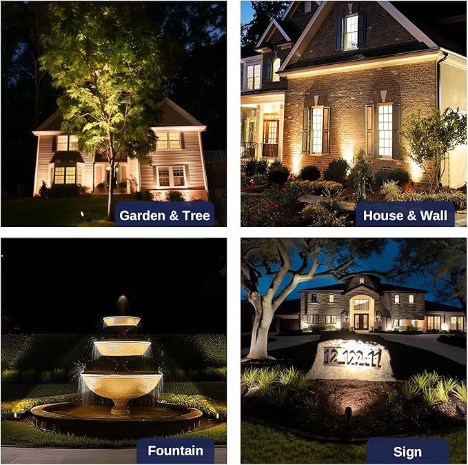 Gardenreet Low Voltage Spotlight - Outdoor Light Fixture 12V AC/DC, Brass Landscape Lights LED Hardwired, Stretchable Shroud Weather Proof Black for Flag Wreath Without Bulbs (10 Pack)