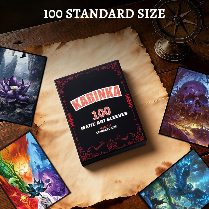Kabinka MTG Card Sleeves - 100 Standard Size Pack Clear Front & Matte Finish Back with Skull, Premium Sleeves for Magic The Gathering TCG