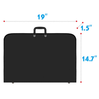 Black Art Portfolio Case Artist Carrying Case Artist Portfolios Case with Shoulder Strap (19x14.7x1.5 Inch)