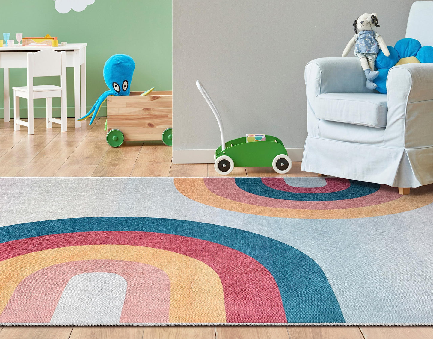 Well Woven Kids Rugs Kaleidoscope Rainbow 7'7" x 9'10" Multi Color Modern Distressed Flat-Weave Area Rug