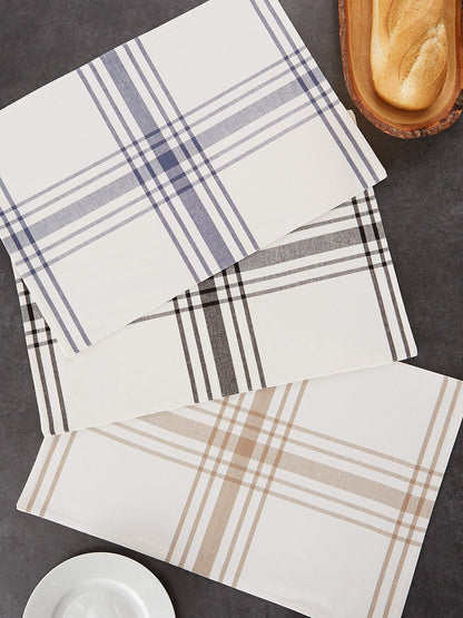 DII Home Sweet Farmhouse Plaid Tabletop Collection, Placemat Set, 13x19, French Stripe, Black