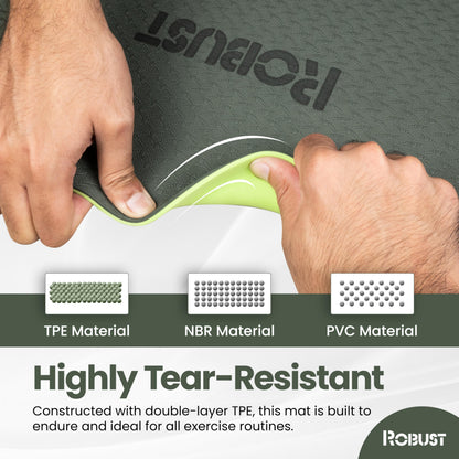 Robust Non-Slip Yoga Mat with Strap, 1/4" Thick TPE Eco-Friendly Workout Mat for Yoga with Position Lines and Texture Surface, Gym Mat for Women, Men, Pilates and Exercises Anti-Tear Sweat-Proof Exercise Mat