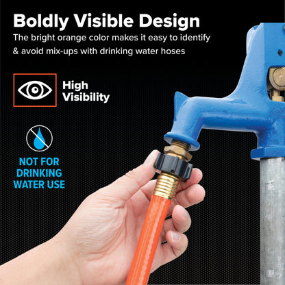 Camco Rhino 25Ft Clean-Out Camper & RV Black Water Hose - Features a Heavy-Duty PVC Design & Bright Orange Color - Clean-Out Camper Black Water, Grey Water or Tote Tanks - 5/8” Inside Diameter (22990)