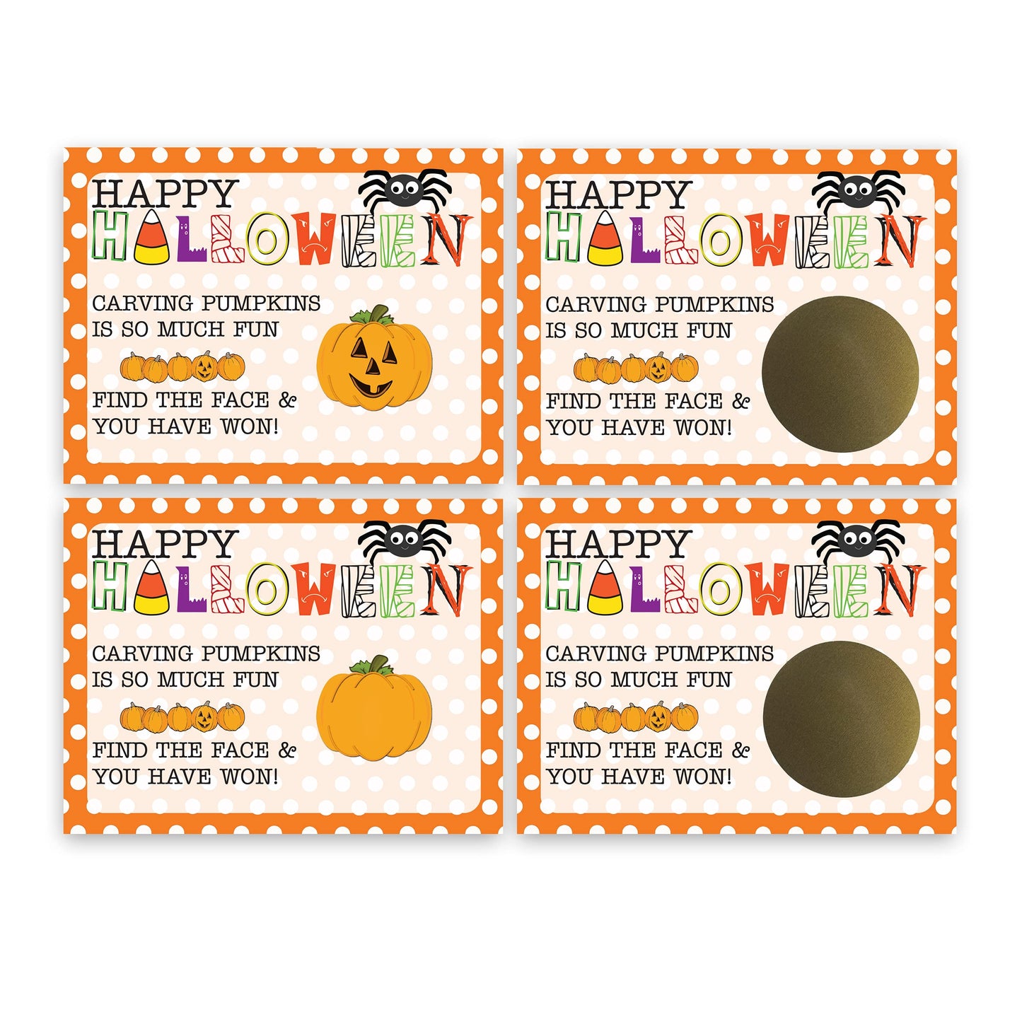 My Scratch Offs - 26 Pack Halloween Find The Jack-O' Lantern Scratch Off Game Cards for Party Favors, Small Business, Prizes, Family Games - 3"x4"
