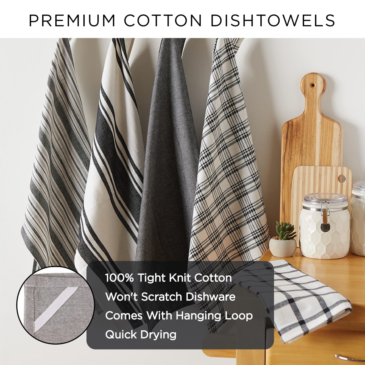 DII Buffalo Check Kitchen Collection, Classic Farmhouse Dishtowel Set, 18x28, Red & Black, 6 Piece