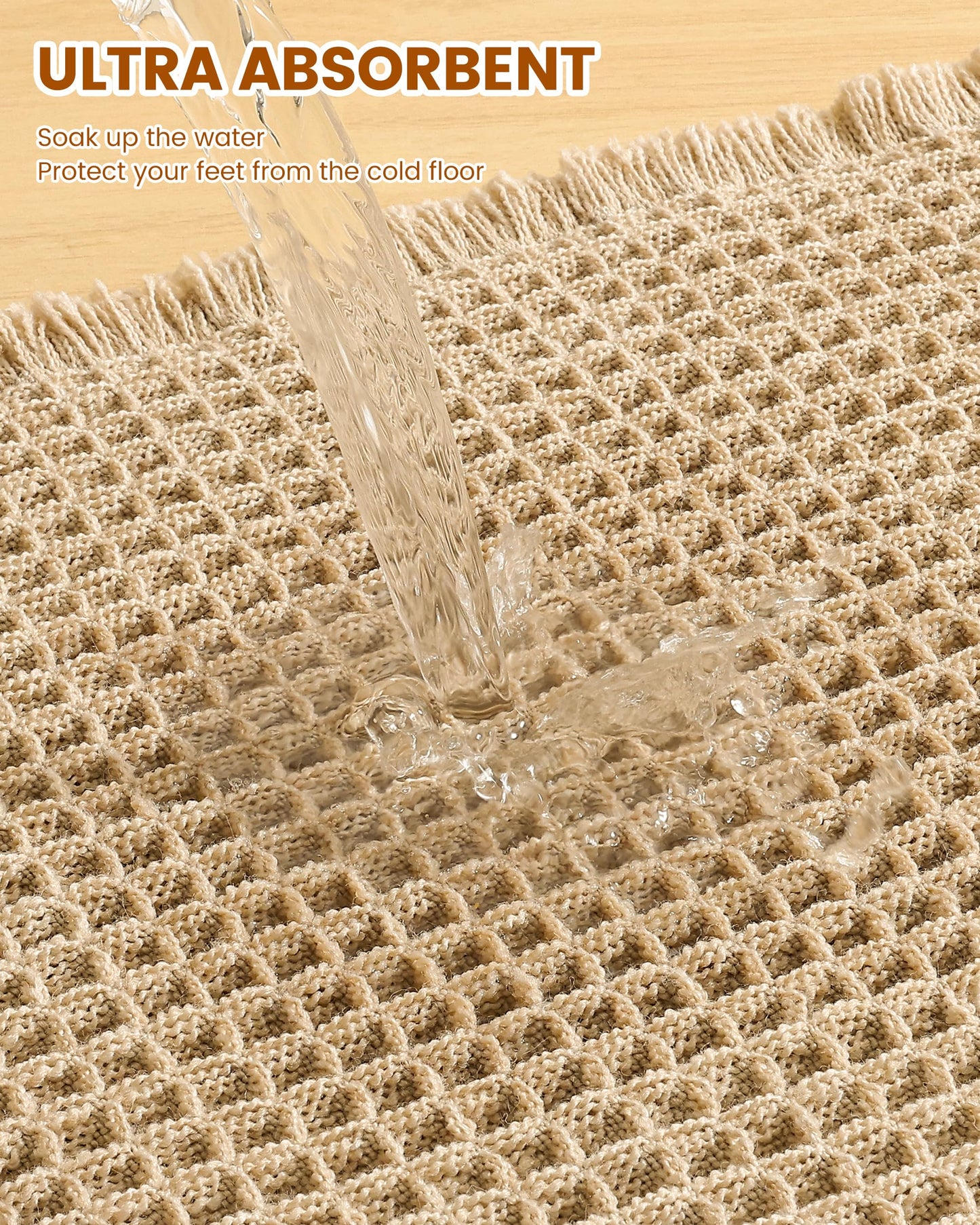 Smiry Waffle Bath Mat 30x20, Extra Soft Absorbent Bathroom Rugs, Non Slip Machine Washable Quick Dry Bath Rugs for Bathroom Floor, Tub, Shower, Home Decor Accessories, Brown