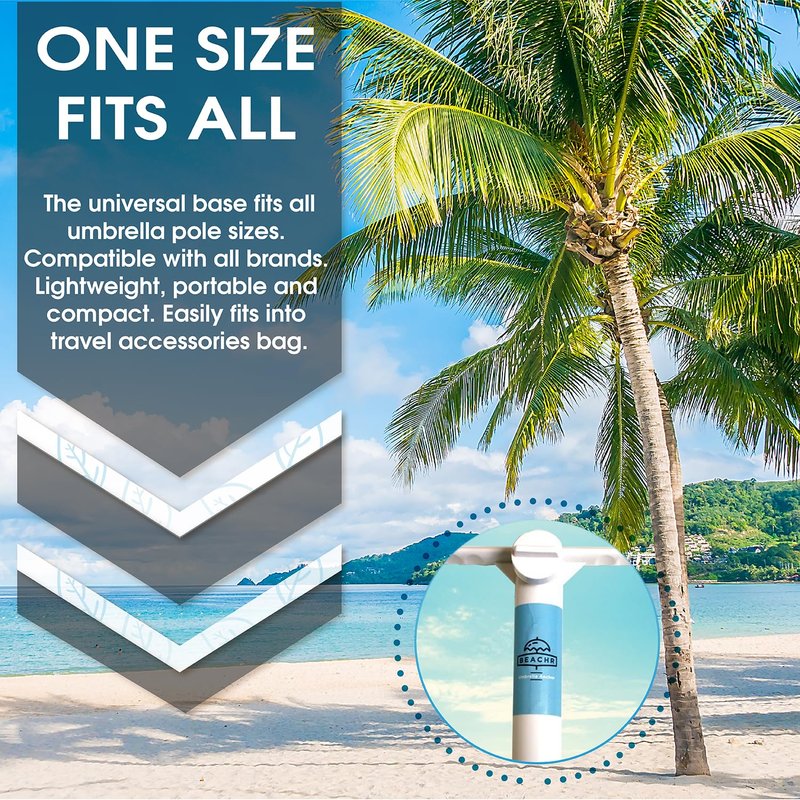 Beachr Beach Umbrella Sand Anchor - Heavy Duty Base with Spiral Screw for Strong Wind Resistance - Rust-Resistant and Fits Poles Under 1.5" Diameter - Universal Stand Holder - 9.5"x15"×3.5", White