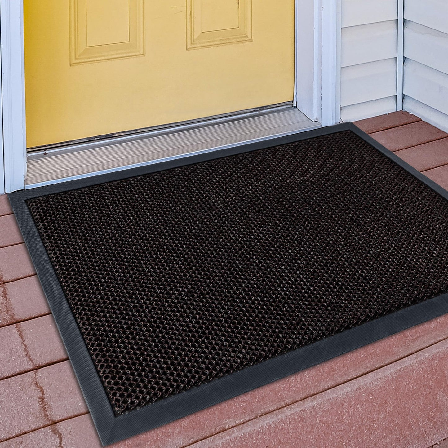 Fylyz Outdoor Indoor Door Mats for Entryway, Heavy Duty and Durable All-Weather Entry Mat, Low Profile, Non-Slip and Easy Clean Outdoor Doormat for Entrance, Patio and Garage (Brown 30"x17")
