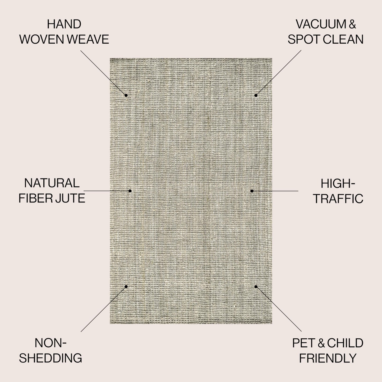 JONATHAN Y Pata Hand Woven Chunky Jute Gray Indoor Area Rug, 4x6, Bohemian, Rustic, Cottage, Easy-Cleaning for Living Room, Bedroom, Kitchen, Non-Shedding (NRF102C-4)