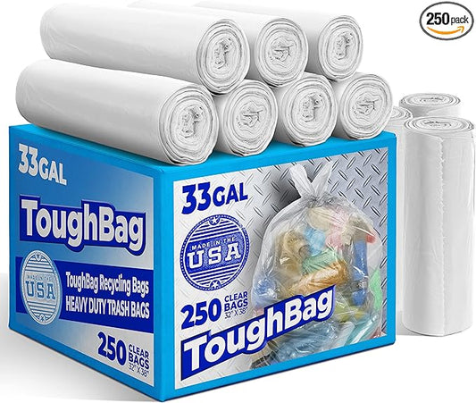 30-33 Gallon Clear Trash Bags Heavy Duty