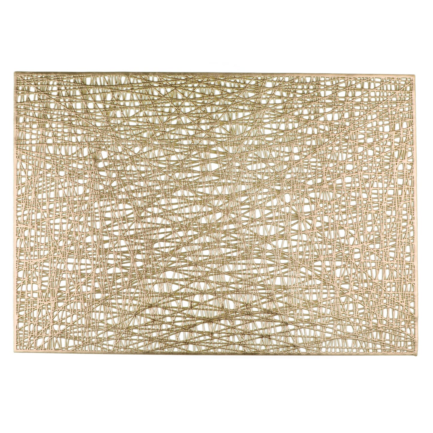 Snowkingdom Gold Placemats Set of 4, Golden Vinyl Rectangle Metallic Wipeable Place mats, Washable Non Slip Stain Resistant Hollow Kitchen Dining Table Mats for Halloween Wedding Party Decoration