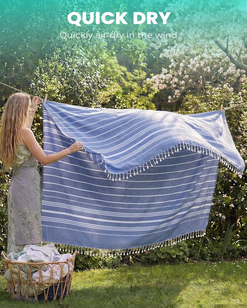 Antfuny 2 Packs Turkish Beach Towel Jumbo Extra Large XL XXL Big Oversized Giant Huge Thin Outdoor Picnic Accessories Travel Essentials for Family Camping Gears Must Haves Yard Mat Navy
