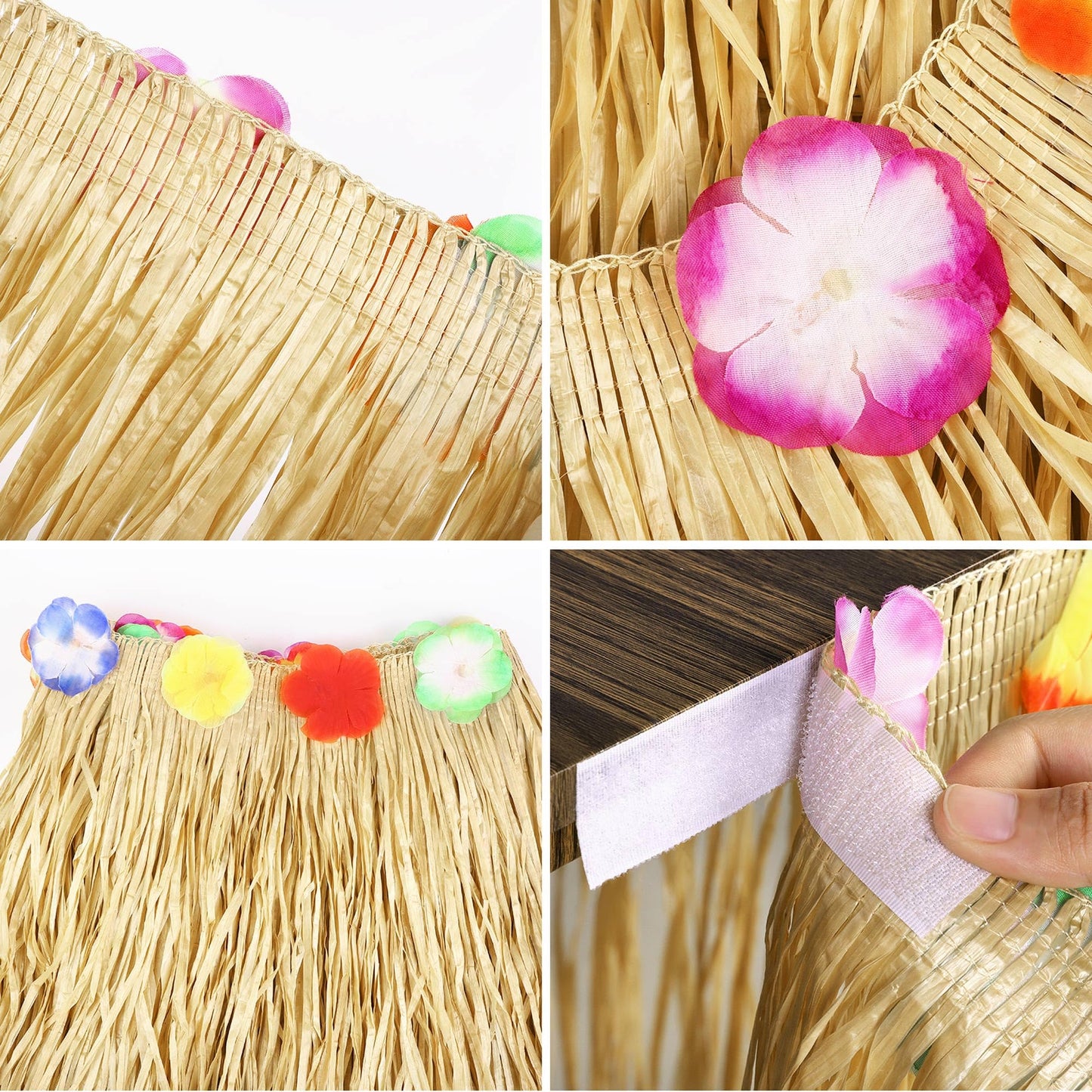 Fovths 6 Pack Luau Grass Table Skirt Natural 9 Feet x 29.5 Inch Hawaiian Table Skirt for Tropical Hawaiian Party Decorations Luau Party Costume Party, Straw Yellow