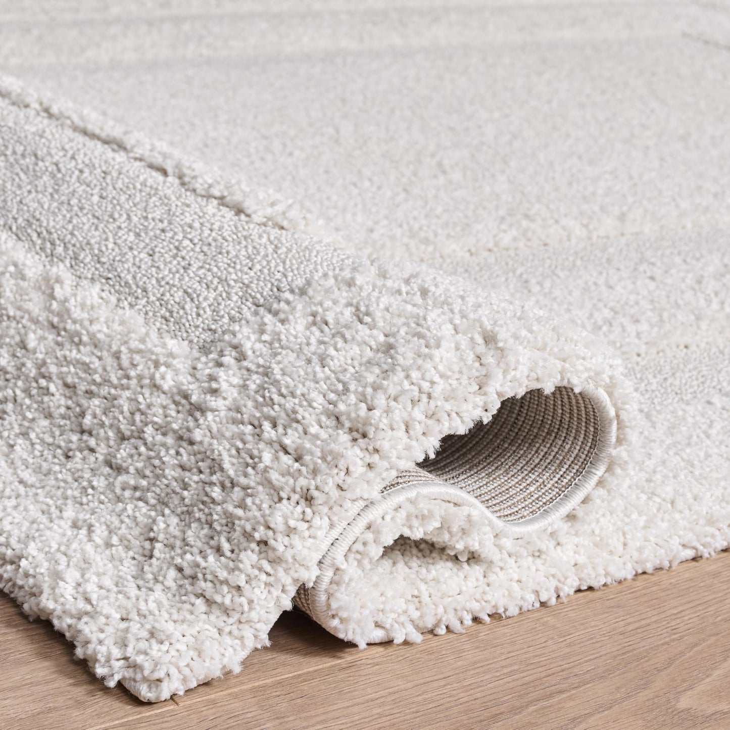 SAFAVIEH Florida Shag Collection Area Rug - 8'6" x 12', Creme & Creme, Border Design, Non-Shedding & Easy Care, 1.2-inch Thick Ideal for High Traffic Areas in Living Room, Bedroom (SG454-1111)