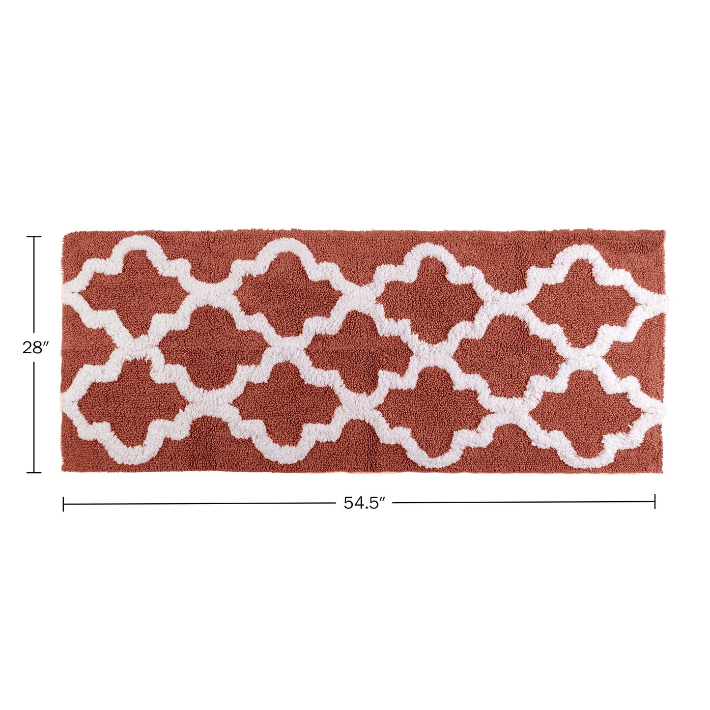 Bathroom Rug - 24 x 60 Inch Long Non Slip Bath Mat with Trellis Pattern - Extra Soft Absorbent Cotton Bath Mat - Machine Washable Bathroom Rugs Runner for Shower, Tub, or Vanity by Lavish Home (Red)