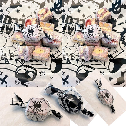 Suiwen 100pcs Halloween Wax Paper Sheet, Food Picnic Printed with Ghost, Spider, Pumpkin and Spiderweb, Greaseproof, Waterproof Dry Hamburger Liners Wrapping Tissue (Black)