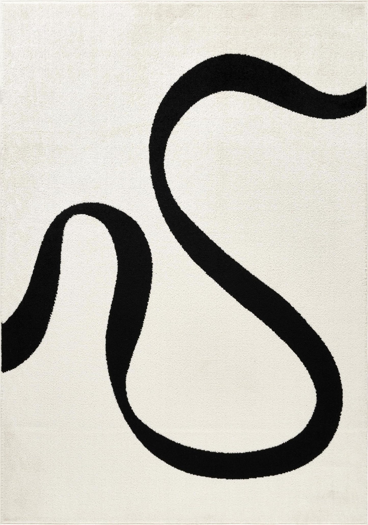 Abani Black and Cream Area Rug | 4' x 6' White Abstract Swirl Wave Carpet | Beige/Ivory Geometric Wave Design | for Living Room, Bedroom and Office | Medium Pile
