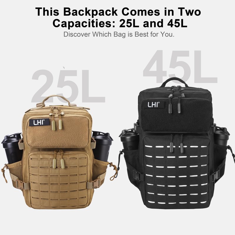 LHI Tactical Military Backpack for Men 25L Small Molle Army Assault Pack 3 Day Hiking Rucksack With Bottle Holder