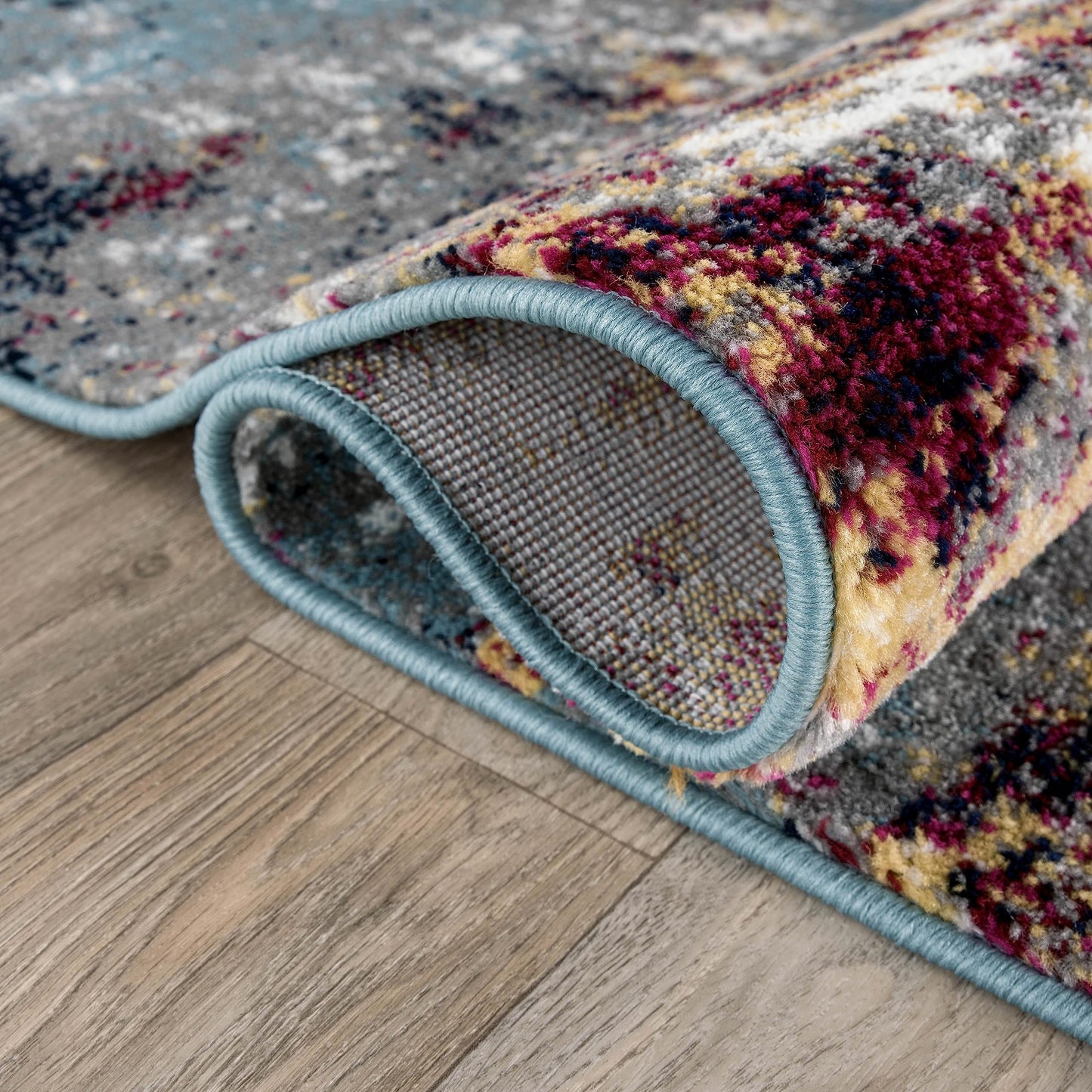 Rugshop Multi Modern Distressed Abstract Area Rug Bohemian Inspired Watercolor for Living Room, Dining Room and Bedroom 5' x 7'