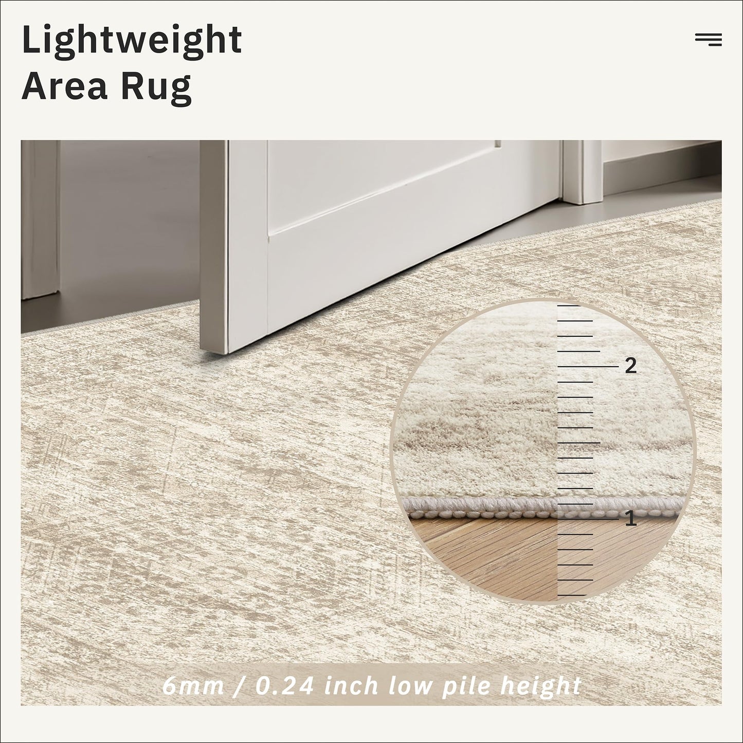Soalmost 6x6 Beige Round Rug 6ft Living Room Circle Rug Vintage Round Area Rug Non Slip Indoor Carpet for Dining Room Bedroom