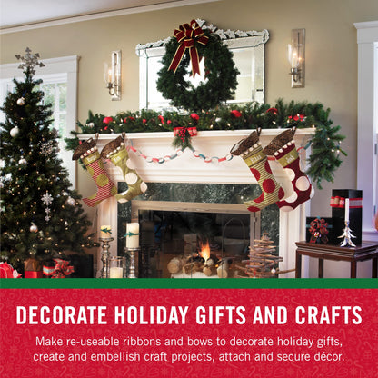 VELCRO Brand Red Garland Ties – 30ft Reusable Hook and Loop Straps for Hanging Christmas Garlands, Lights, and Wreaths on Banisters, Railings, and Porch Posts – Cut to Size Holiday Fasteners