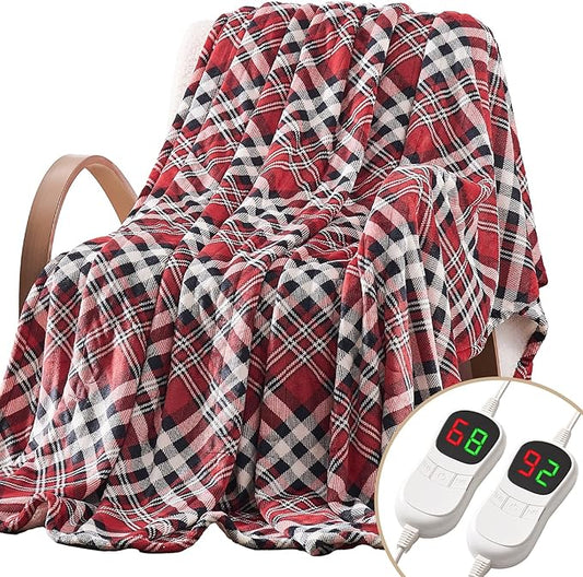 Homemate Electric Blanket Heated King Size - 100“x90“ Ultra Soft Cozy Flannel Heating Blanket with 10 Fast Heat Levels 8 Hours Auto Off Over-Heated Protection ETL Certification Keep Warm in Home