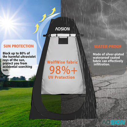 AOSION Privacy Shower Tent,Pop Up Changing Tent,Camp Bathroom Changing Dressing Room,Sun Sunshade Canopy Outdoor Rain Shelter for Camping Hiking Beach Picnic Fishing. (Black)