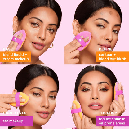 Real Techniques Miracle Complexion Sponge, Makeup Blending Sponge, For Liquid & Cream Foundation, Offers Light To Medium Coverage, Natural, Dewy Makeup, Orange Sponge, Latex-Free Foam, 1 Count