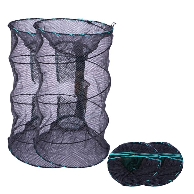 EASY BIG Portable Collapsible Crab Traps, Foldable Crabbing Nets for Lobster, Shrimp, Carp, Crayfish, Galvanized Steel Wire, Polyethylene Mesh
