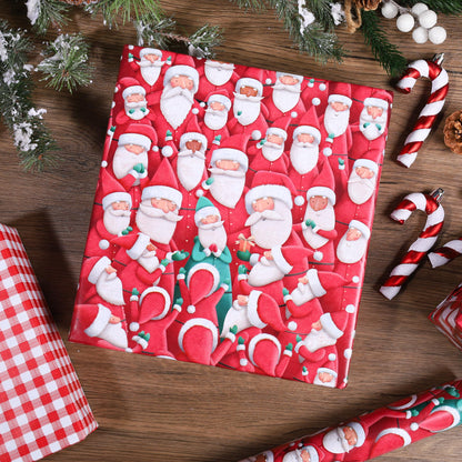 BIOBROWN Reversible Christmas Wrapping Paper - 17 Inch X 33 Feet (46.7 sq. ft. ttl.) - Joyful Santa Design Perfect for Xmas, Party, Holiday Gift Wrap