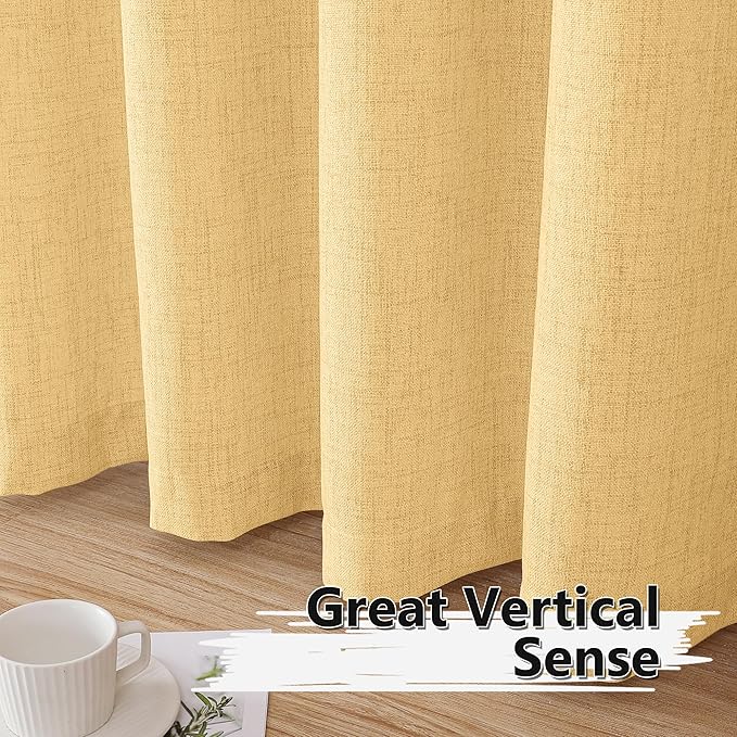 Tollpiz Short Linen Tier Curtains Rod Pocket Semi Sheer Half Kitchen Curtain Burlap Light Filtering Thick Linen Drapes for Bathroom, 30 x 24 inches Long, Beige, Set of 2 Panels