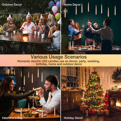 Halloween Decorations, Floating Candles with Wand, Magic Hanging Candles Flickering Warm Light Flameless LED Taper Candle with Wand Remote, Battery Operated Window Candles for Holiday Decor (12 Pack)