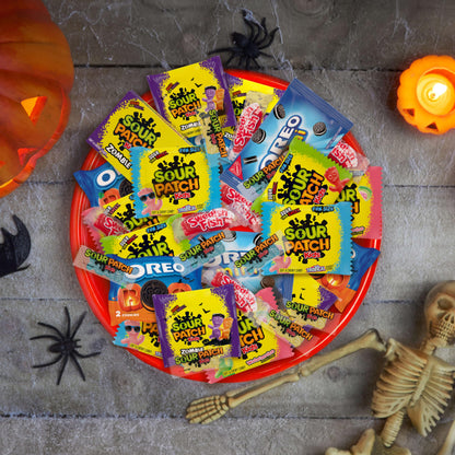 SOUR PATCH KIDS Original, Tropical, Big Kids & SWEDISH FISH Halloween Candy Variety Pack, Bulk Candy, 160 Trick or Treat Bags